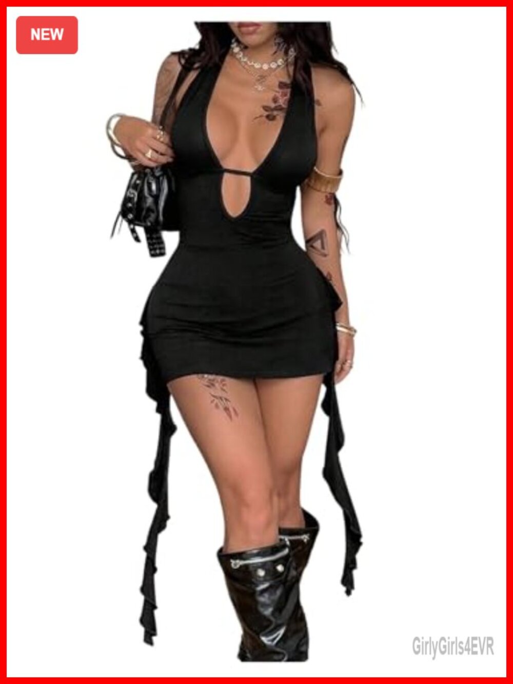 Halter Mini Dress Women's Bodycon V-Neck Backless Club Party Y2k Style